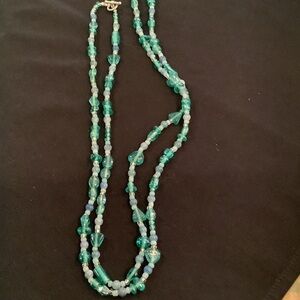 Teal Glass Bead Layered Necklace - Women’s Jewelry
